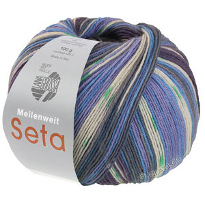 MEILENWEIT 100g Seta Giappone - von Lana Grossa | 3385-Blauviolett/Weiß/Oliv/Himmelblau/Grau/Blaulila/Grün