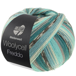 MEILENWEIT 100g Woolycell Freddo - von Lana Grossa | 6044-Petrolgrün/Mittelgrau/Türkis/Mint/Seegrün/Dunkelgrau/Hellgrau