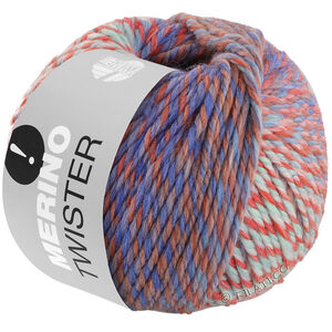 MERINO TWISTER - von Lana Grossa | 17-Blau/Tomatenrot/Rosa/Minttürkis/Tonrot/Graubraun