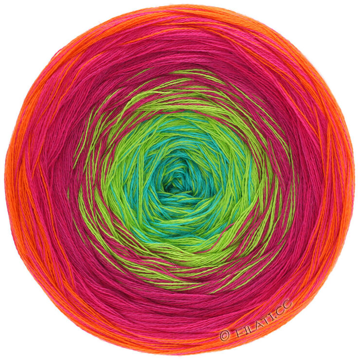 Lana Grossa SHADES OF COTTON | 101-Orange/Rot/Zyklam/Gelbgrün/Türkis