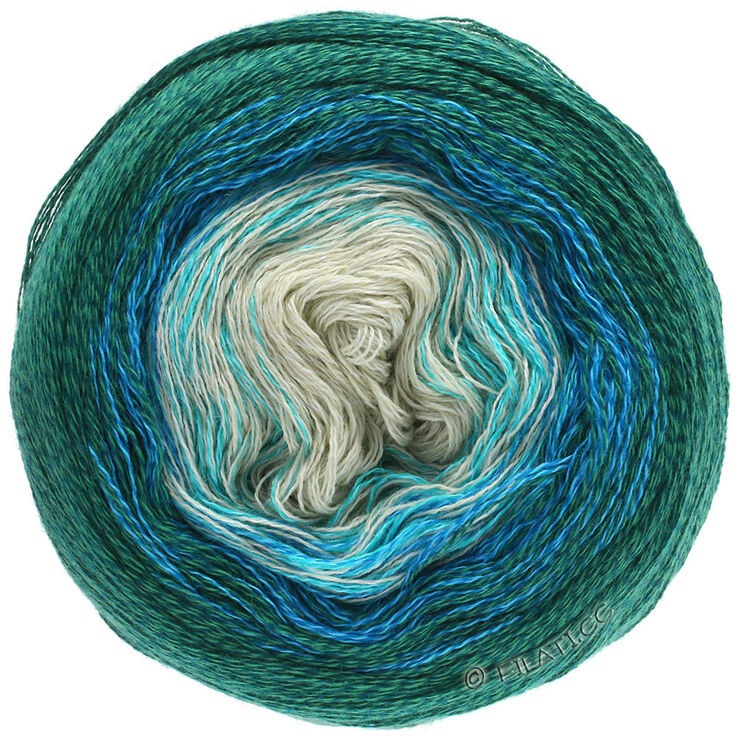 Lana Grossa SHADES OF MERINO COTTON | 401-Ecru/Türkis/Enzian/Dunkelpetrol