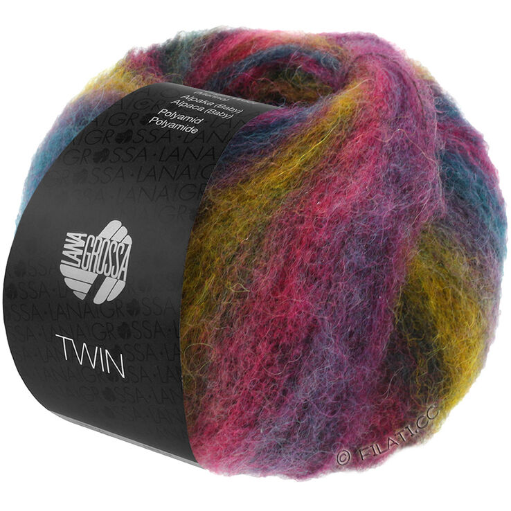 Lana Grossa TWIN 25g | 101-Pink/Brombeer/Oliv/Petrol/Grauviolett