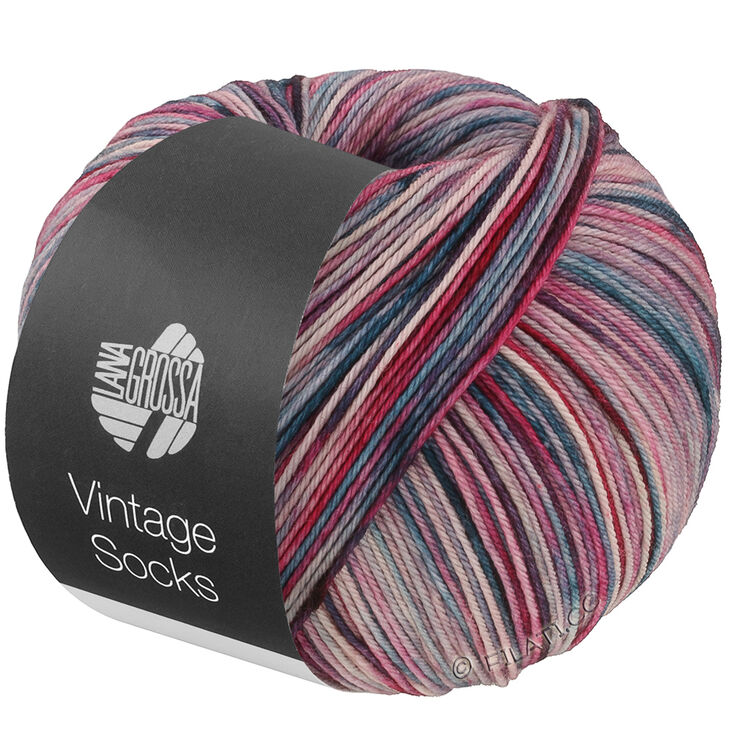 Lana Grossa VINTAGE SOCKS Multi | 1051-Rosa/Graubeige/Hellgrau/Dunkelgrau/Pink/Rotviolett