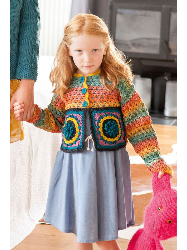 Lana Grossa KINDERJACKE MIT MOTIVEN UND NOPPENMUSTER COOL WOOL Big Melange (GOTS) / Silkhair
