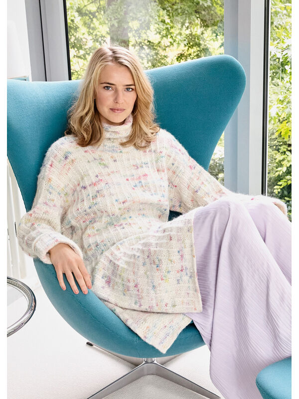Lana Grossa LONGPULLI IM HEBEMASCHENMUSTER Lala Berlin Lovely Cotton Inserto
