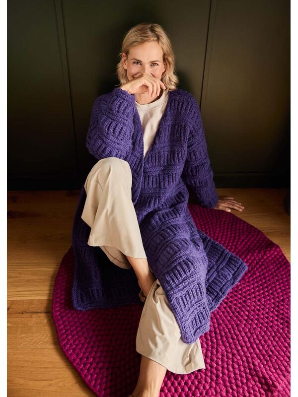 Lana Grossa MANTEL IM QUERRIPPENPATENTMUSTER Lala Berlin Lovely Cotton