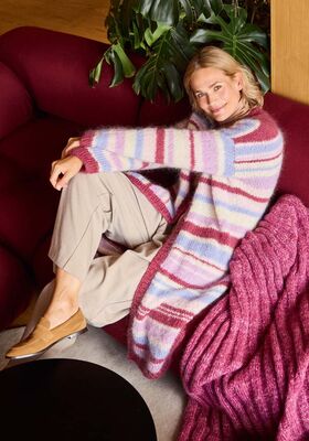 MANTEL GLATT RECHTS IN STREIFEN Mohair Moda von Lana Grossa