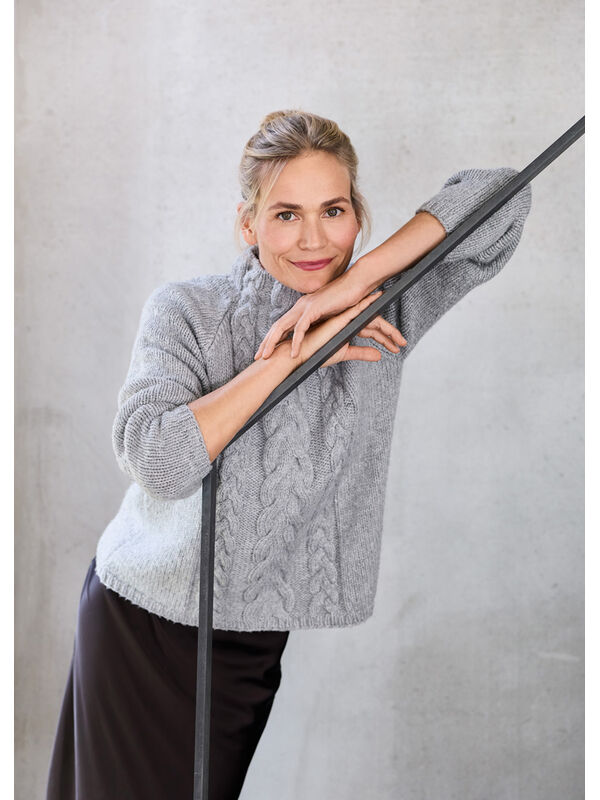 Lana Grossa RAGLANPULLI MIT ZOPFSTREIFEN Cool Merino Big