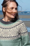 Lana Grossa PULLI MIT RUNDPASSE IM JACQUARDMUSTER Slow Wool Lino
