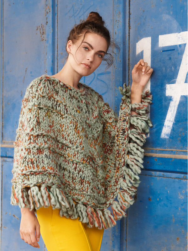 Lana Grossa PONCHO MIT QUERRIPPEN Weekend Color