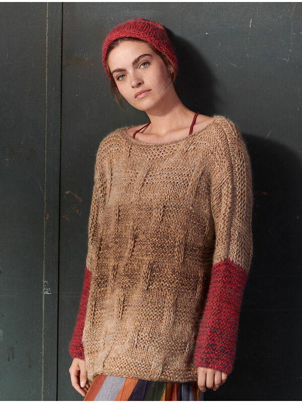 Lana Grossa T-PULLI IM RECHTS-LINKS-STRUKTURMUSTER Benessere/Silkhair Print