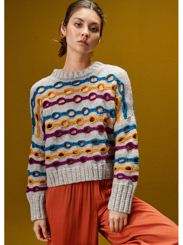 Lana Grossa PULLI MIT QUERRIPPEN-LOCHMUSTER Alta Moda Cashmere 16