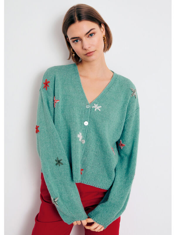 Lana Grossa CARDIGAN MIT STICKBLÜTEN Allora