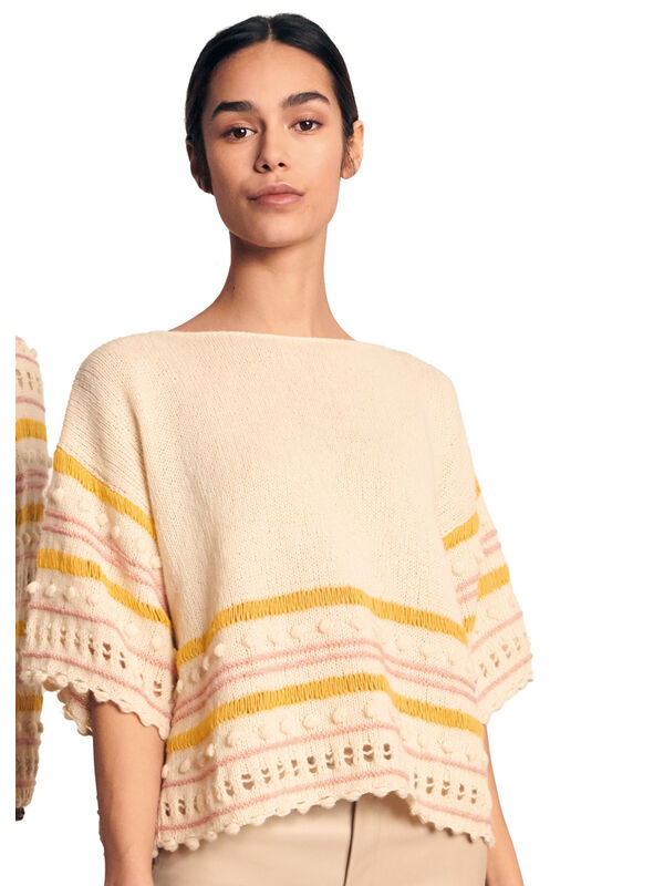 Lana Grossa PULLI GLATT RECHTS MIT MUSTERMIX UND NOPPENRAND Ecopuno
