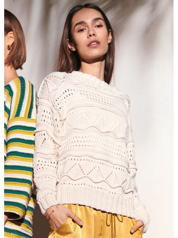 Lana Grossa PULLI MIT LOCHMUSTER UND BIESEN Riserva
