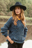 Lana Grossa PULLI IM ZOPFSTRUKTURMUSTER MIT AUFGENÄHTEN STRICKKORDELN Cool Merino Print