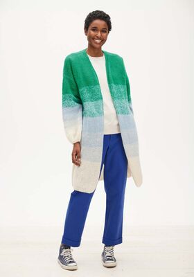 LONGCARDIGAN GLATT RECHTS IM FARBVERLAUF Soffio von Lana Grossa