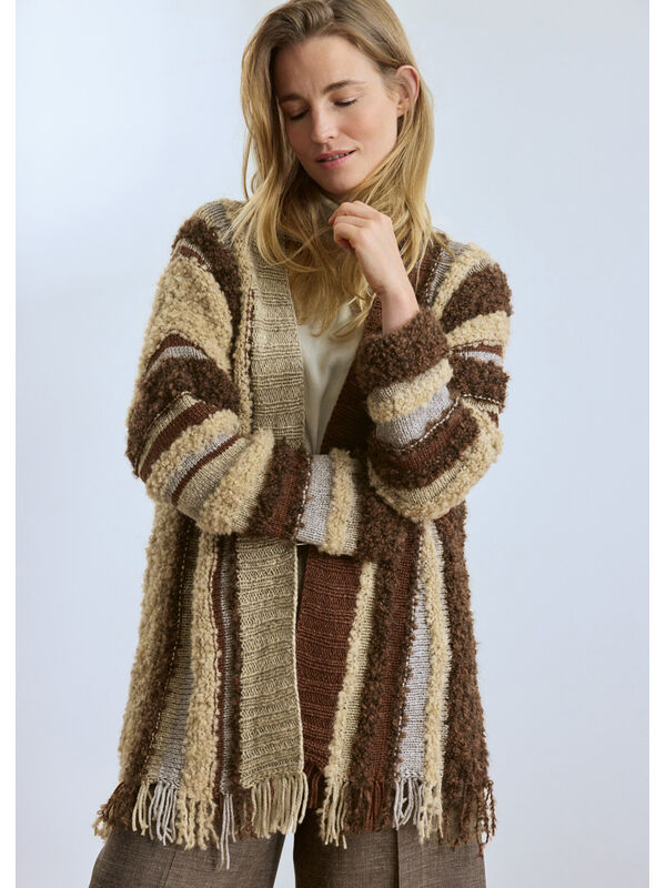 Lana Grossa QUER GESTRICKTER CARDIGAN Orsetto Mouliné, Orsetto & Baco Bamboo