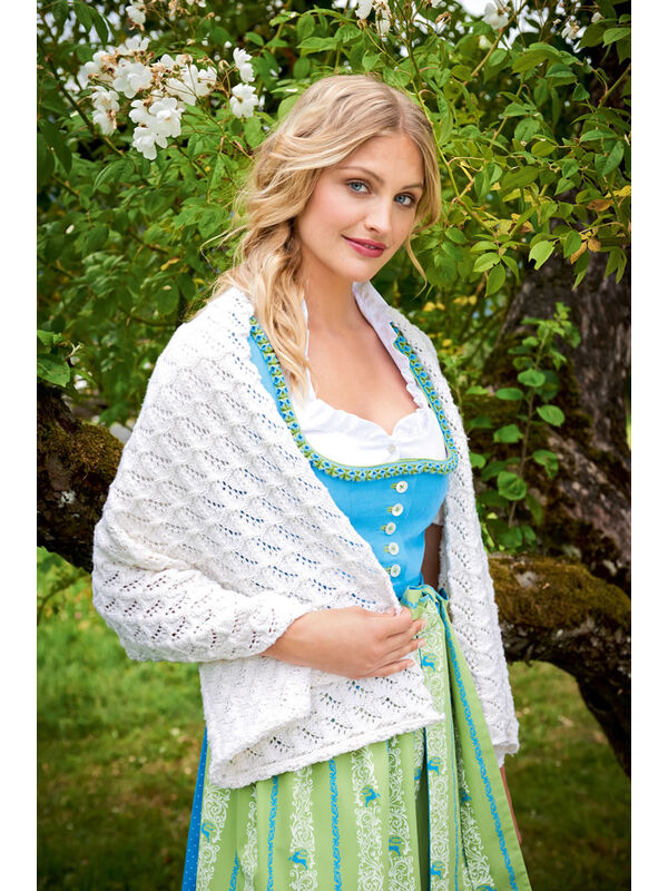 Lana Grossa WEISSE STOLA IM WELLEN-AJOURMUSTER Cool Wool