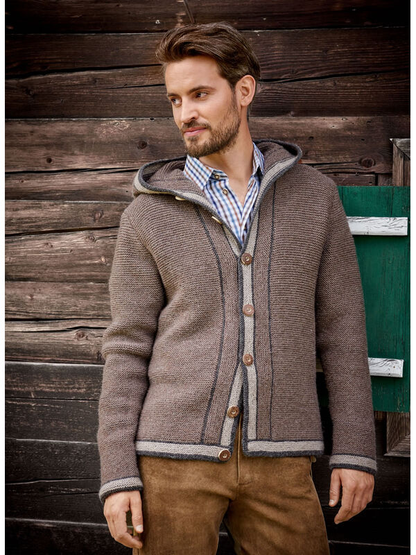 Lana Grossa HERREN-KAPUZEN- JACKE MIT STREIFENBLENDEN Alpina