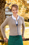 Lana Grossa DAMENJACKE MIT DUNKELBLAUER UMRANDUNG Alpina/Cool Wool Big