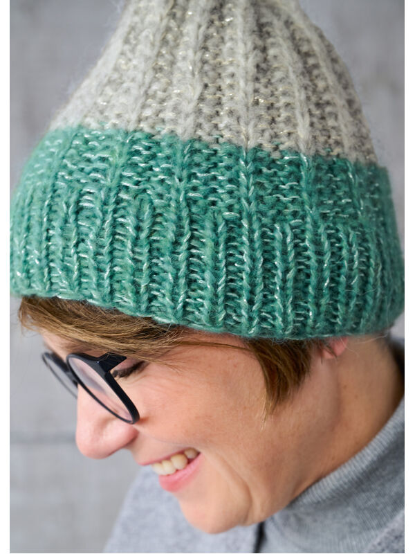 Lana Grossa ELISA MÜTZE IM COLOR BLOCKING Alpaca Air & Brillino