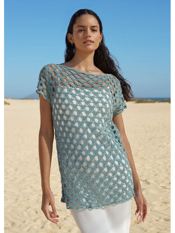 Lana Grossa SHIRT IM FILIGRANEN LOCHMUSTER Solo Lino
