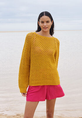 RAGLANPULLOVER IM STÄBCHENLOCHMUSTER Landlust Baumwolle von Lana Grossa