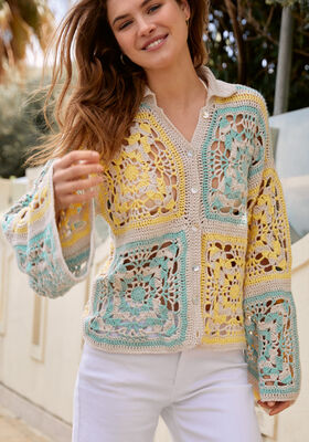JACKE IN GROSSEN QUADRATISCHEN MOTIVEN Cotonella von Lana Grossa