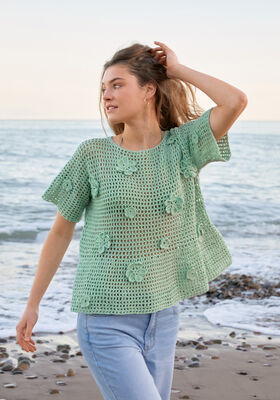 SHIRT IM FILETMUSTER MIT BLÜTEN Cotonella von Lana Grossa
