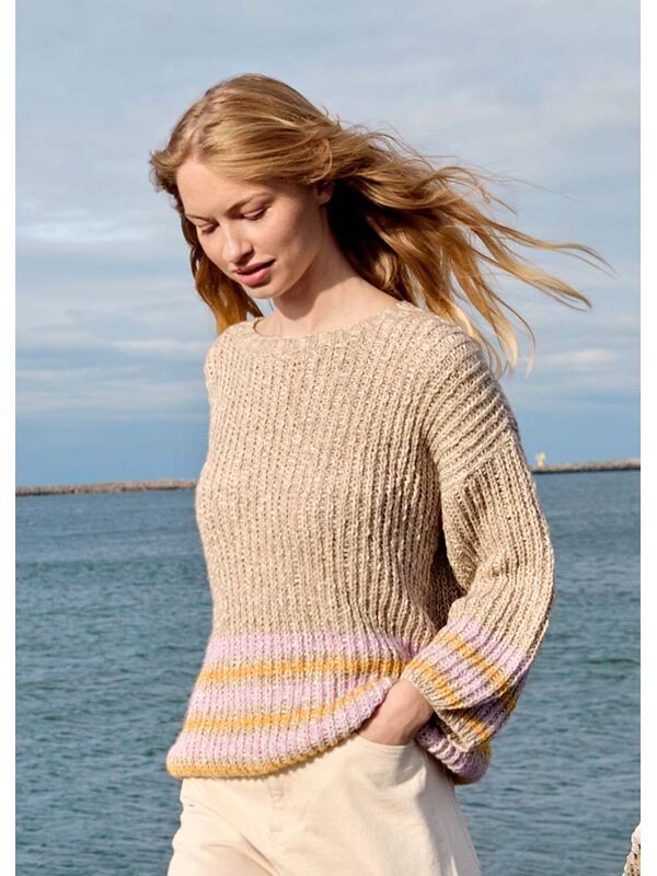Lana Grossa PULLOVER IM HALBPATENTMUSTER MIT STREIFEN Bottoni