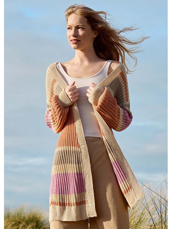 Lana Grossa LONGCARDIGAN IM FALSCHEN PATENTMUSTER Solo Lino