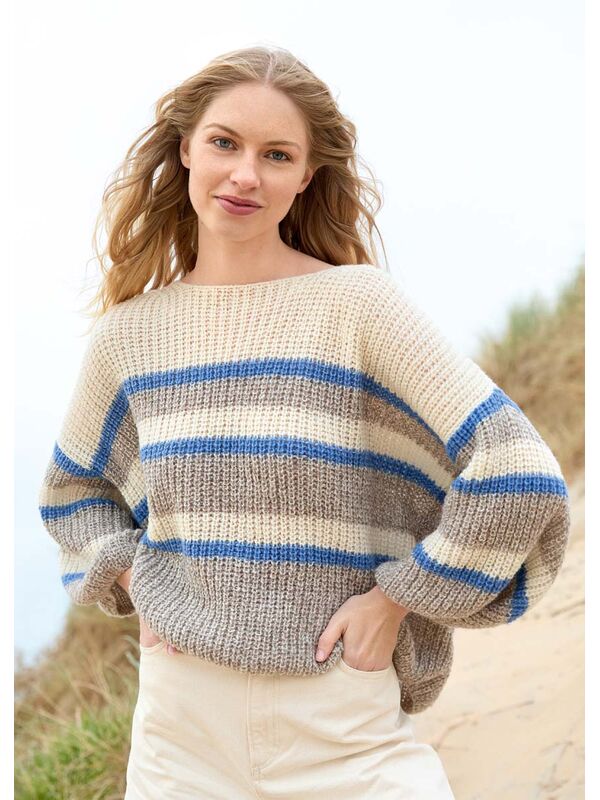 Lana Grossa PULLOVER IM HALBPATENTMUSTER MIT STREIFEN Soffio