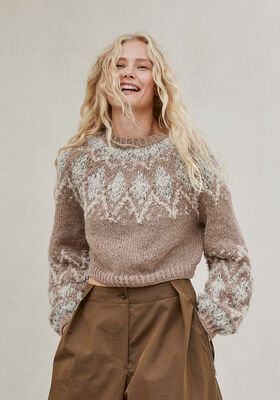 CROPPED-PULLOVER Natural Lama Chunky, Orsetto & Glamour von Lana Grossa