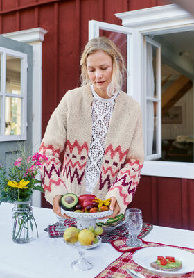 CARDIGAN MIT JACQUARDMUSTER Orsettini & Natural Alpaca Pelo von Lana Grossa