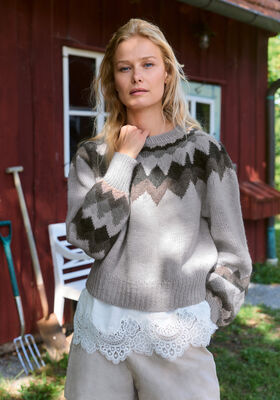 RUNDPASSENPULLI MIT JACQUARDMUSTER Landlust Naturwolle von Lana Grossa