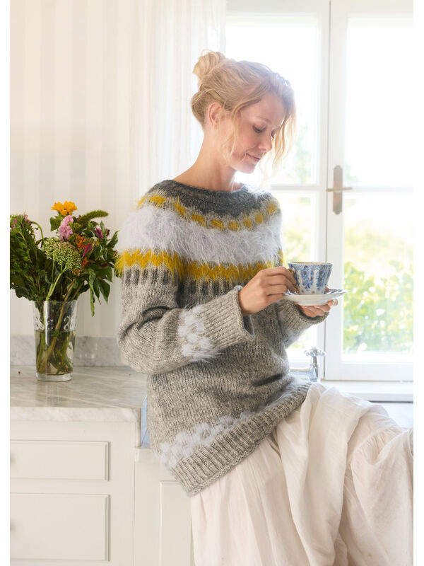 Lana Grossa RUNDPASSENPULLI MIT JACQUARDMUSTER Natural Alpaca Pelo & Basta