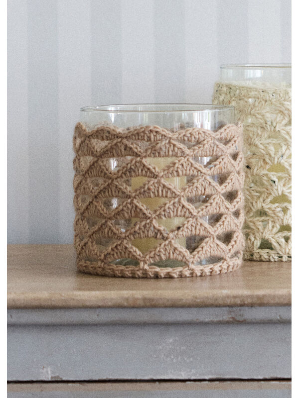 Lana Grossa WINDLICHTHÜLLE IM BOGENLOCHMUSTER Cool Wool Superbig & Natural Superkid Tweed