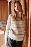 Lana Grossa RUNDPASSENPULLOVER MIT STREIFEN Natural Alpaca Pelo