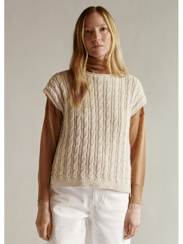 Lana Grossa PULLUNDER IM ZOPF-RIPPEN-MUSTER Natural Alpaca Classico