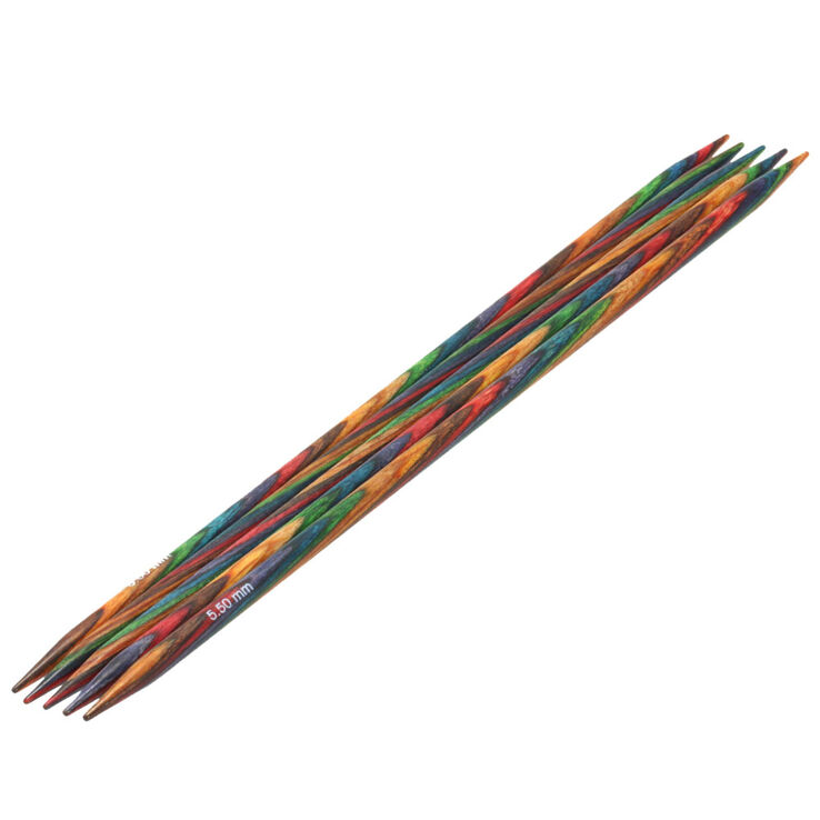 Strumpfstricknadel Design-Holz Multicolor St. 5,5/20cm - von Lana Grossa
