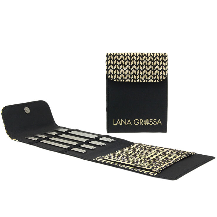 Strumpfstricknadel-Set Edelstahl 15cm (Schwarz) - von Lana Grossa