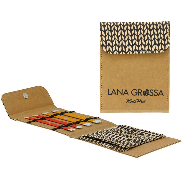 Strumpfstricknadel-Set Aluminium Rainbow 15cm (Braun) - von Lana Grossa
