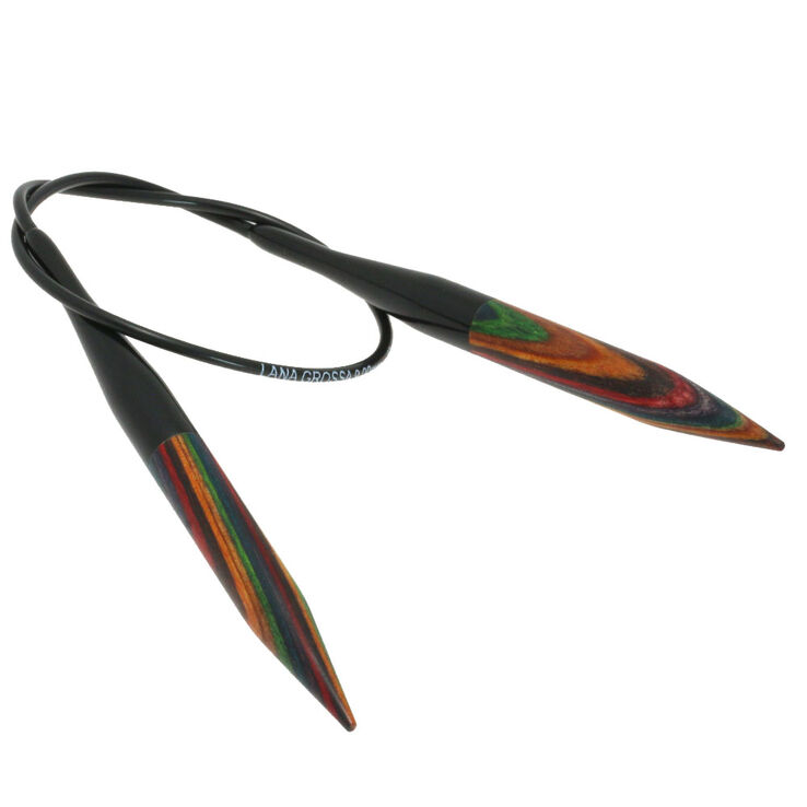 Rundstricknadel Design-Holz Multicolor St. 9,0/40cm - von Lana Grossa