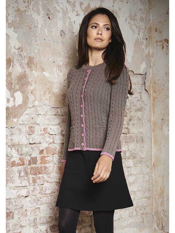 JACKE MIT ZÖPFEN UND RIPPEN COOL WOOL Melange (GOTS) von Lana Grossa