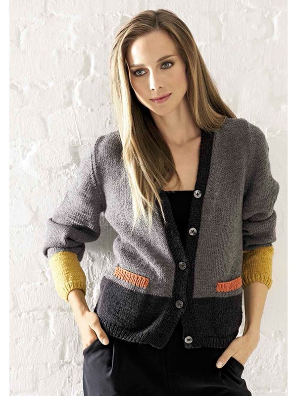 JACKE MIT TASCHEN COOL WOOL Big Melange (GOTS) von Lana Grossa