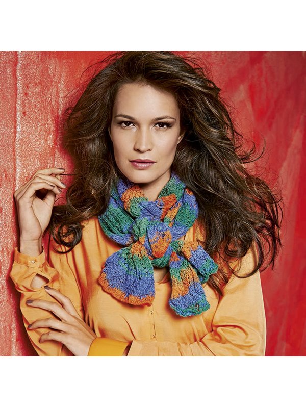 Schal im Zacken-Lochmuster LACE MERINO print/degradé von Lana Grossa