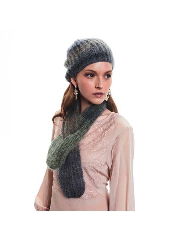 Lana Grossa SCHAL IM PATENTMUSTER MIT SCHLITZ Silkhair Print