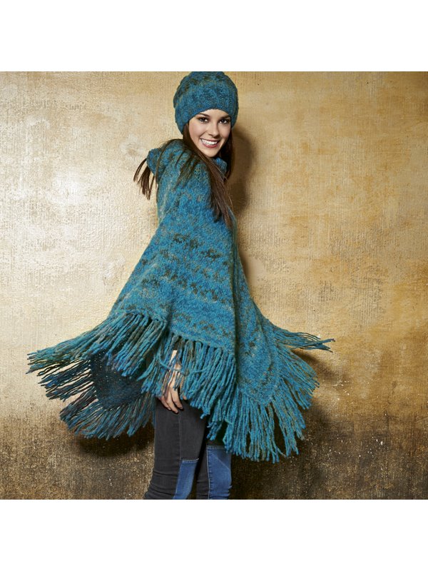 PONCHO MIT ROLLKRAGEN Nordico von Lana Grossa