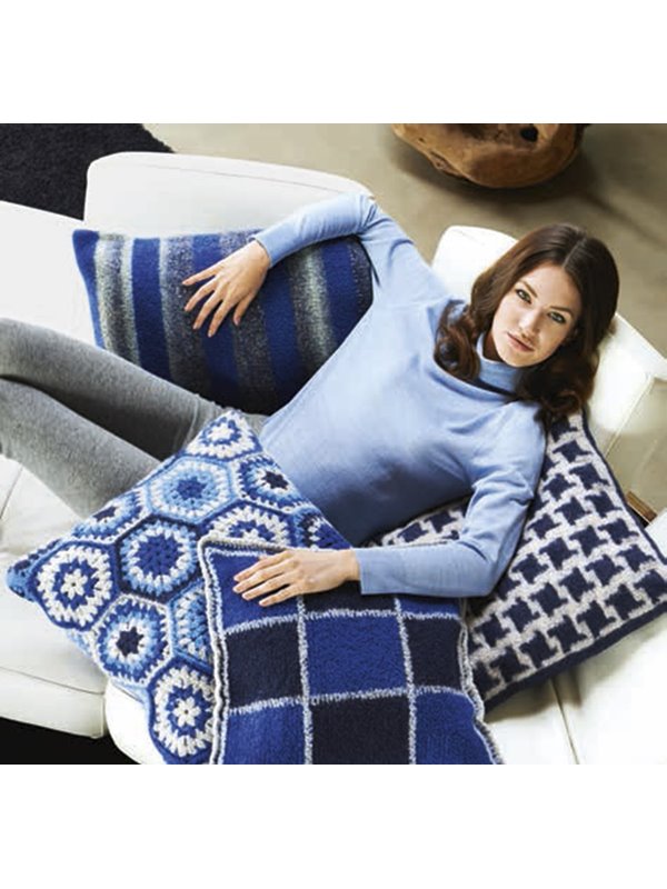 KISSEN MIT QUADRATEN Feltro uni von Lana Grossa